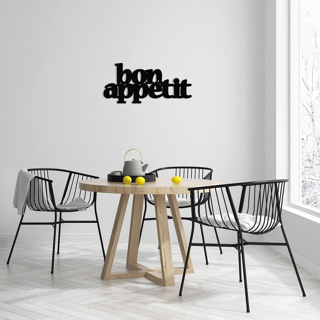 Decoratiune de perete, Bon Appetit 2, metal, 59 x 27 cm, negru - imagine 7